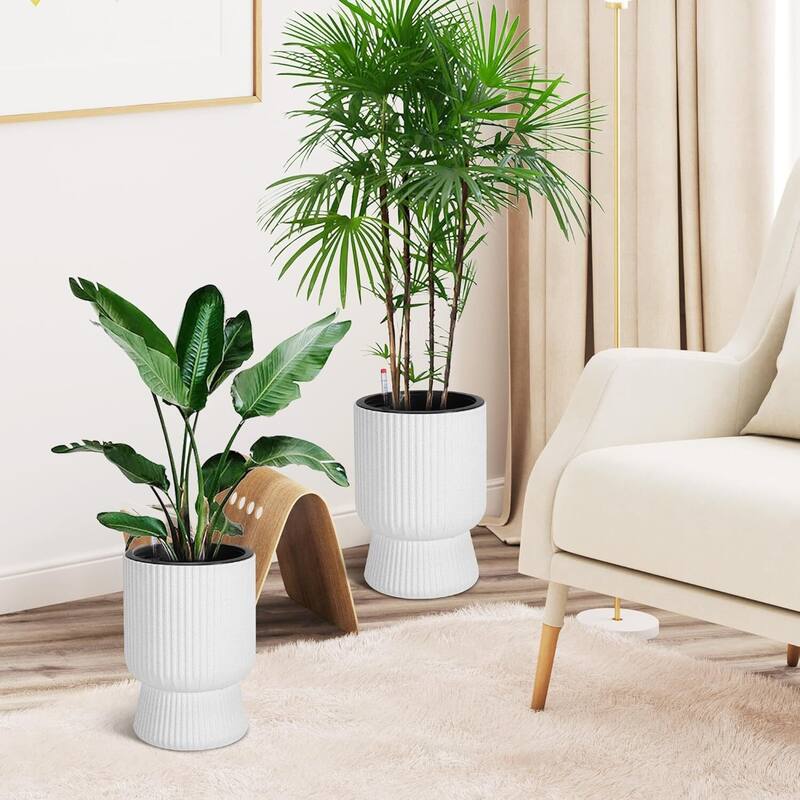 14" Set of 2 Self-Watering Planters, Flower Pots for Front Porch, Patio & Garden
