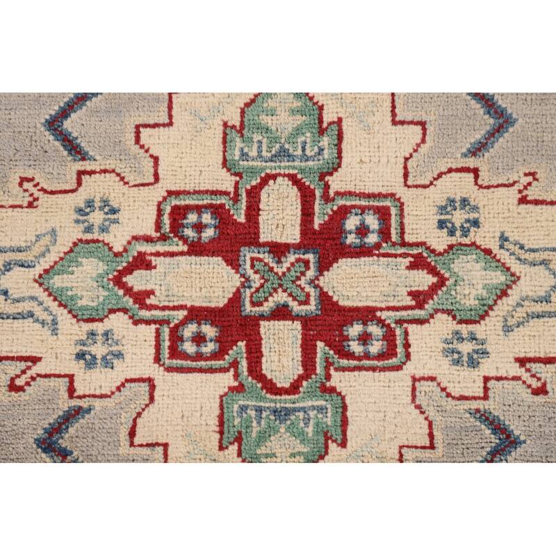 Grey Traditional Kazak Oriental Area Rug Hand-Knotted Wool Carpet - 5'0" x 6'8"