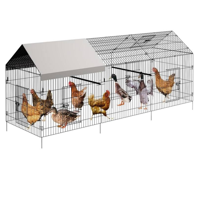 Large Walk-in Metal Chicken Coop - 130"×40"×40"
