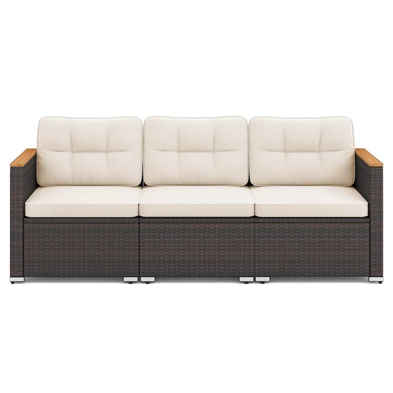 Costway 3-Seat Patio Couch Sofa PE Rattan Wicker Outdoor Loveseat - See Details