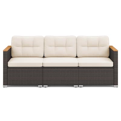 Costway 3-Seat Patio Couch Sofa PE Rattan Wicker Outdoor Loveseat - See Details