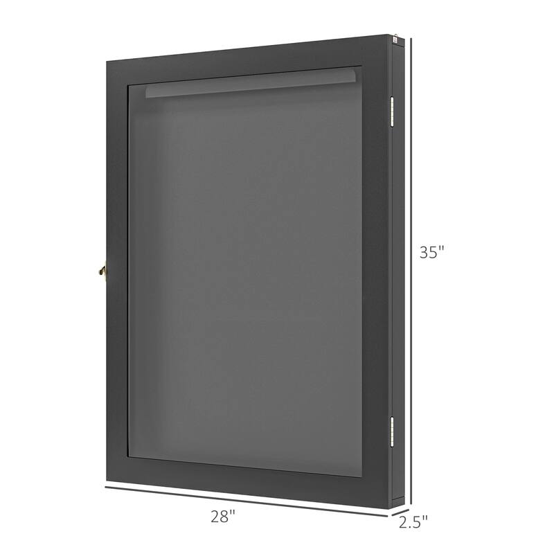 HOMCOM 28" x 35" Jersey Display Case, Wall-Mounted Memorabilia Acrylic Shadow Box with Hanger, Black