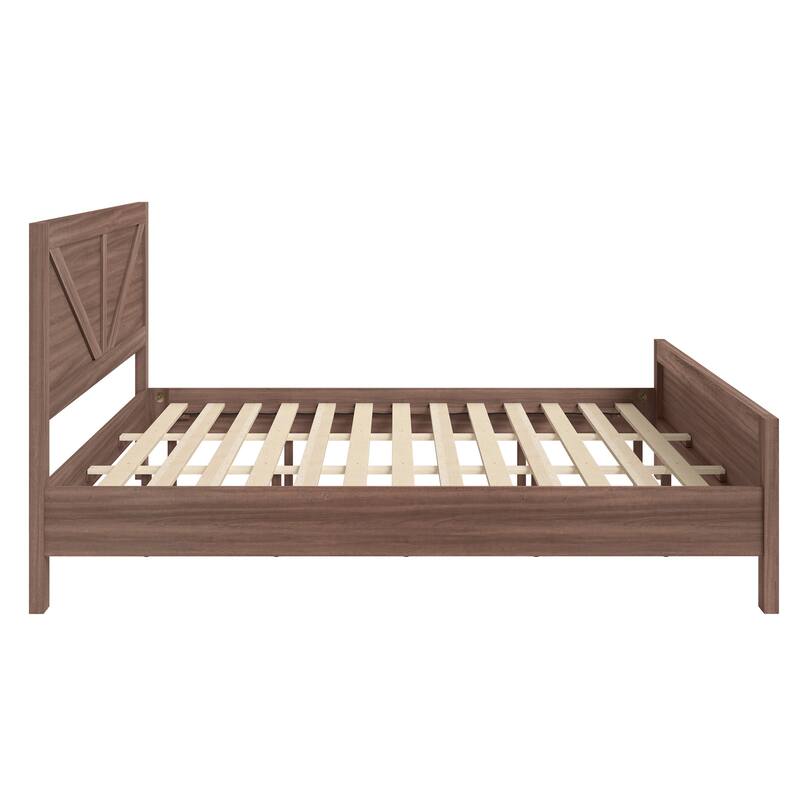King/Queen Size Wood Platform Bed Frame With Headboard, Solid Wood Platform Bed, No Box Spring Needed, Easy Assembly