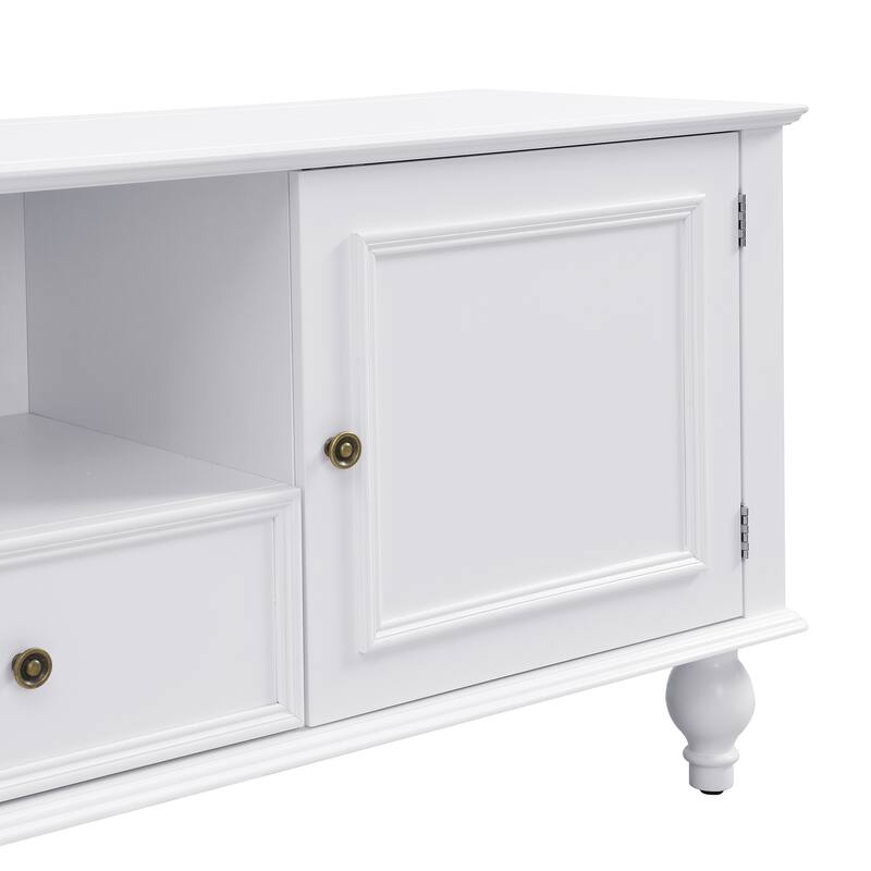 Modern TV Stand Entertainment Center for TVs up to 80 Inches, TV Console Table Media Storage Cabinet with 2 Drawers