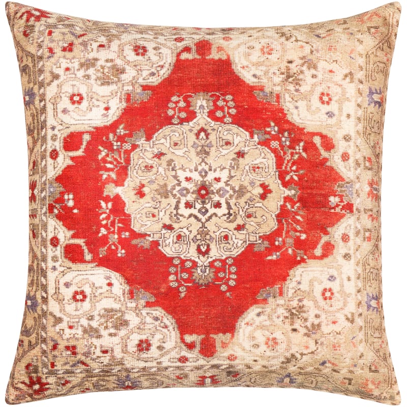 Florentia Red Flourish Print Throw Pillow