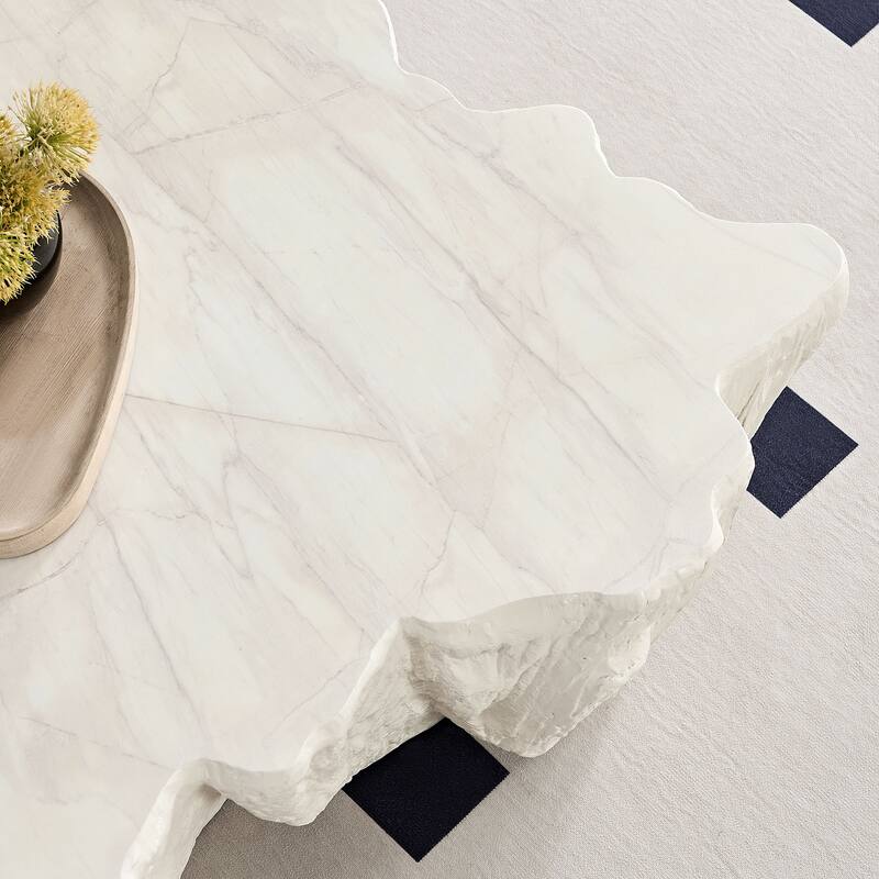 GDF Studio - Mid-Century Fiberglass Unique-Shape Coffee Table (No Assembly)