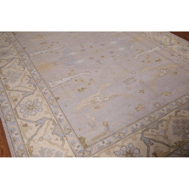 Earth Tone Oushak Indian Area Rug Handmade Transitional Wool Carpet - 8'0"x 9'9"