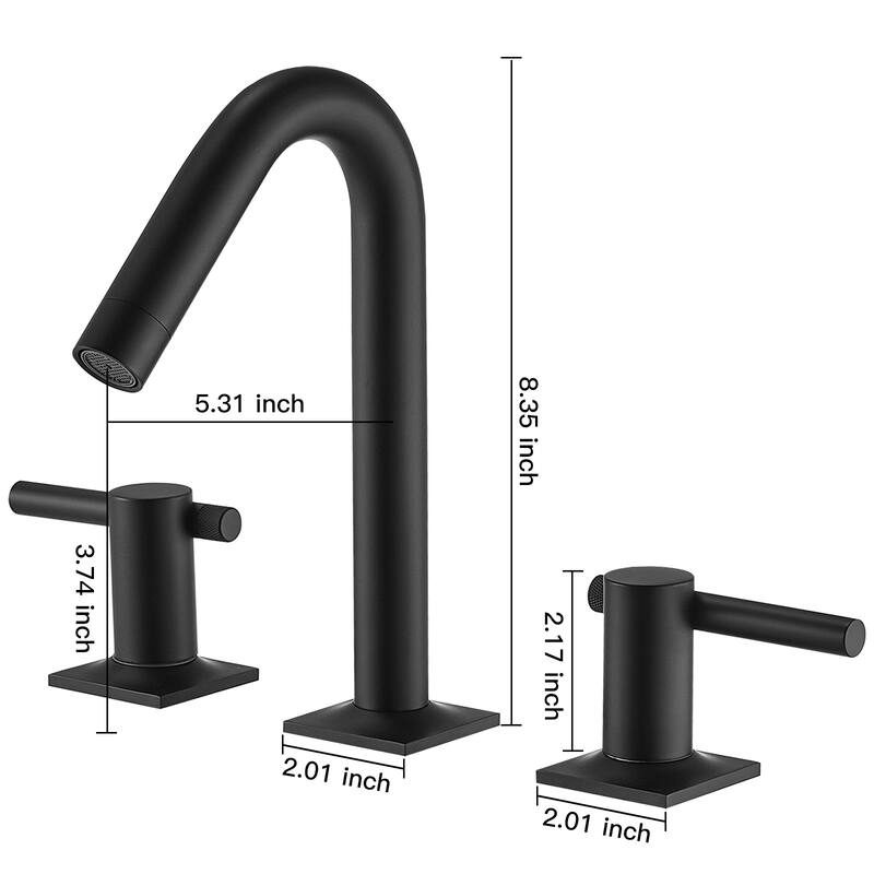 8 in. Widespread Bathroom Faucet Two Handle 3 Holes High-Arc Spout With Drain Assembly