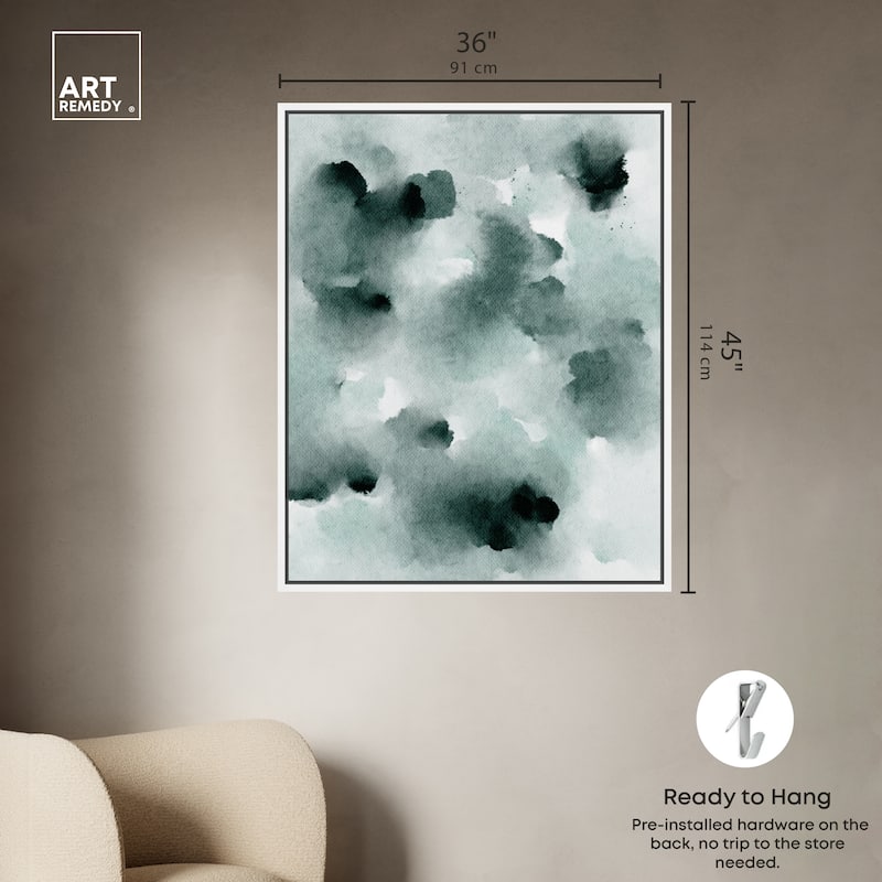 Art Remedy Diluted Smoke In The Snow Framed Watercolor Boho Abstracts