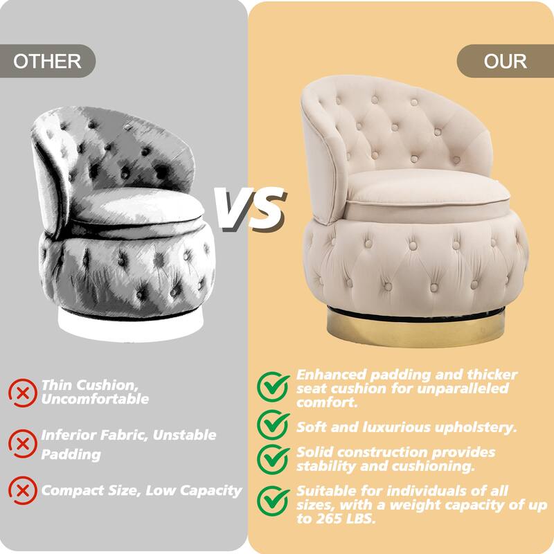 360 Degree Swivel Cuddle Barrel Accent Storage Chairs, Round Armchairs with Wide Upholstered, for Living Room