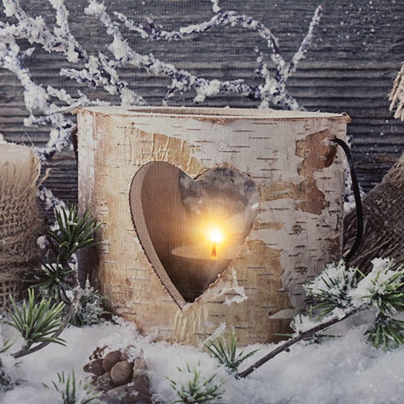 Country Rustic Winter Christmas LED Canvas Wall Art 23.5 x 15.5