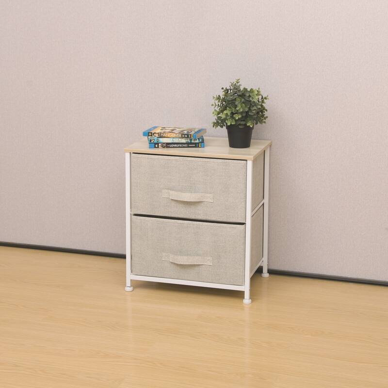 LCM Home Fashions Multiple Shelf Drawer Foldable Storage Chest Night Stand - Two Drawer