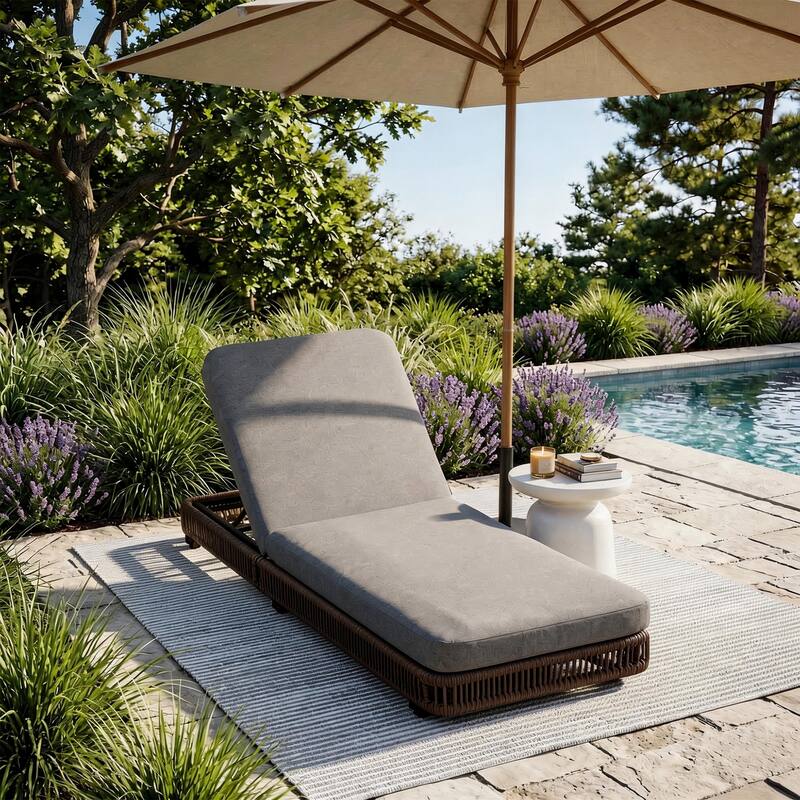 Outdoor Chaise Lounge Chair with Adjustable Backrest Patio Pool Lounge
