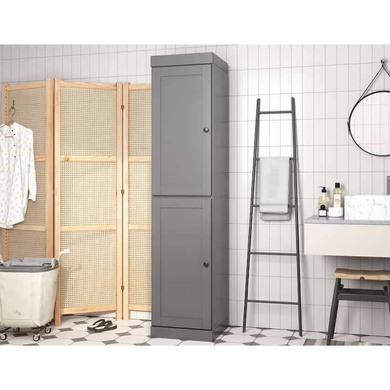 Palace Imports 100% Solid Wood 16.5" Bathroom Storage Cabinet with Shaker Doors and Adjustable Shelves - Gray