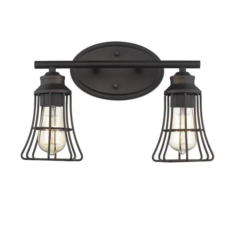 2-Light Hardwired Flush Mount Bronze Wall Sconce with and Damp Rated Fixture for Bathroom or Hallway - 9.25"H x 15.5"W x 6.25"D