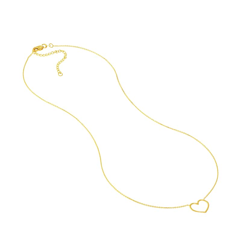 Marquee Jewels 14K Solid Yellow Gold Charming Open Heart Necklace