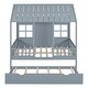 preview thumbnail 5 of 11, Full Size Wood House Bed with Trundle in Gray