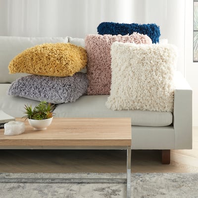 Curly Shag 20" x 20" Blush Indoor Throw Pillow