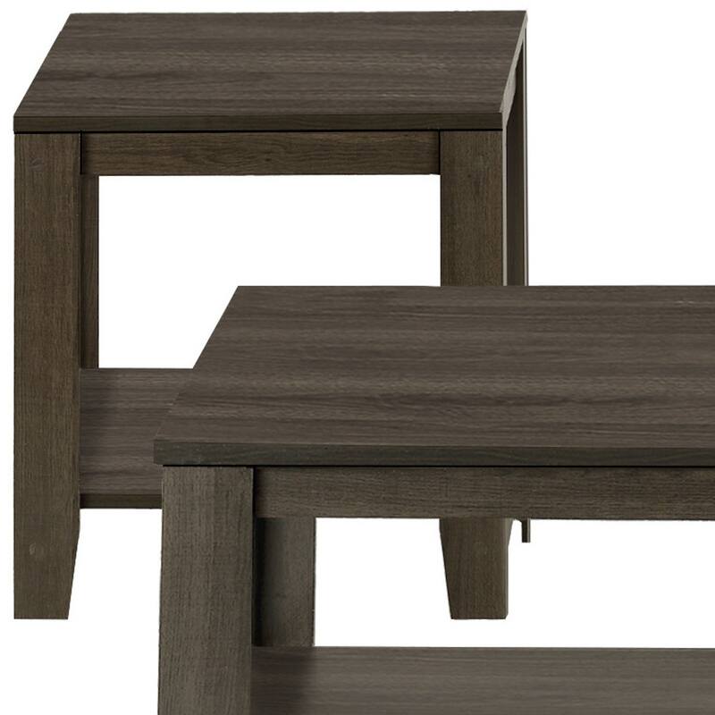 HomeRoots Set of Three 42" Oak Coffee Table With Three Shelves - 42' X '17' X '20.5
