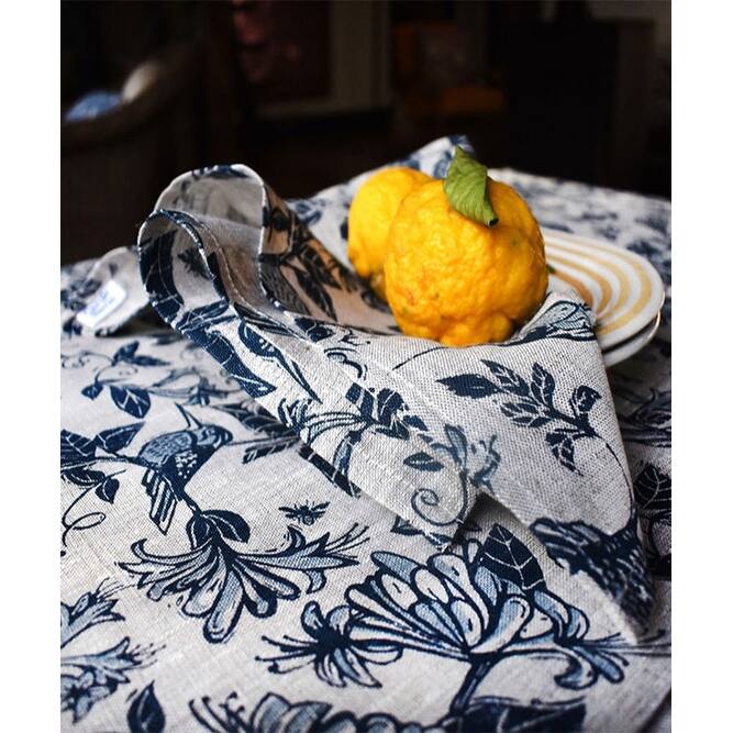 French Home Honeysuckle 59" x 98" Tablecloth - Indigo
