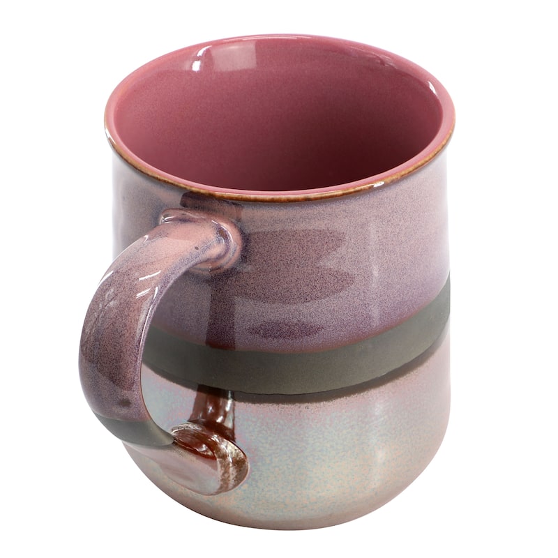 Gibson Home Copper Tonal 4 Piece 18 Ounce Stoneware Cup Set in Rose