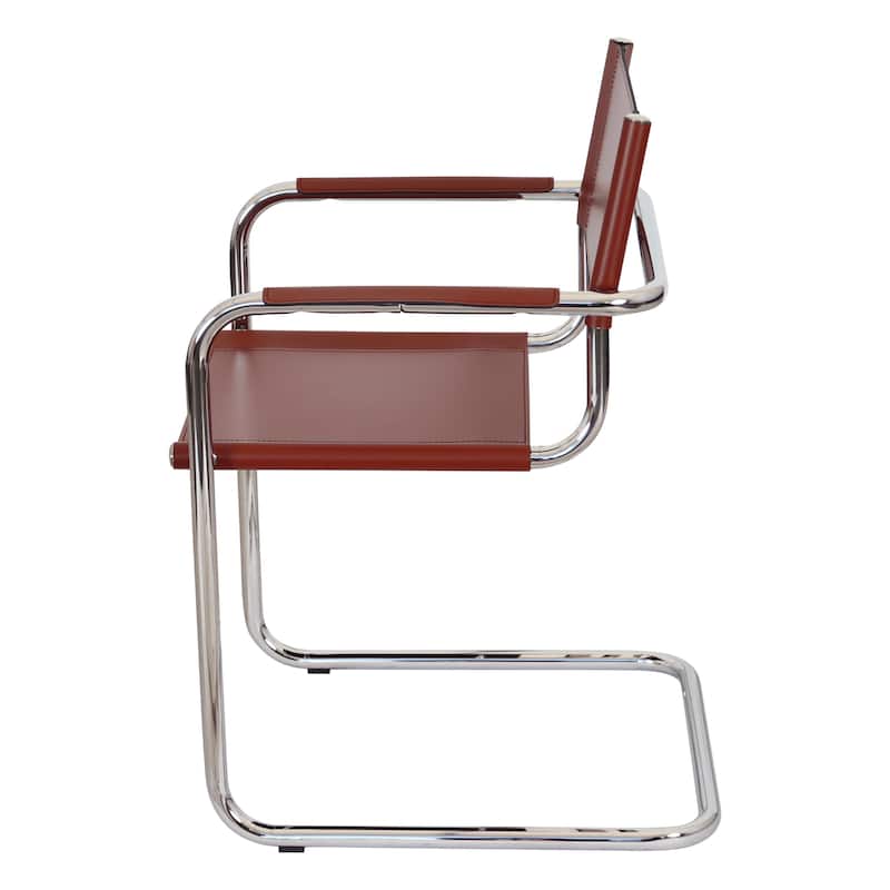 Breuer Chair Company Mart Stam Cantilever Armchair Arm Chair w/ Chrome Frame (Various Bonded Leather Colors)