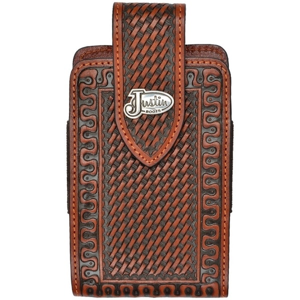 3D Western Cell Phone Case Adult Clip Leather Magnetic Tan