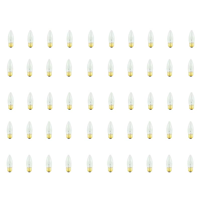 Bulbrite Pack of (50) 40 Watt Dimmable B10 Incandescent Light Bulbs with Clear Finish and Medium (E26) Base - Warm White Light