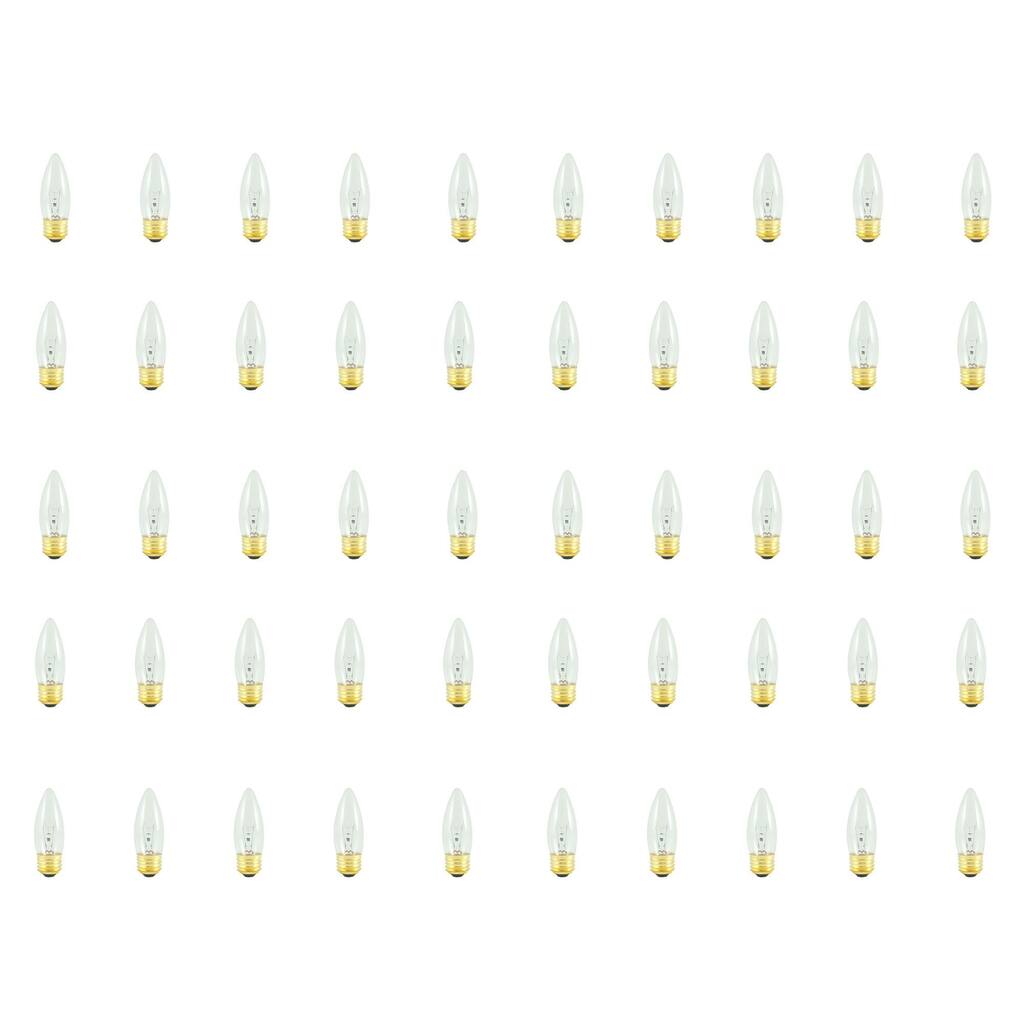 Bulbrite Pack of (50) 40 Watt Dimmable B10 Incandescent Light Bulbs with Clear Finish and Medium (E26) Base - Warm White Light
