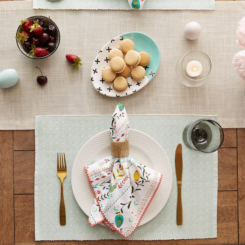 Lavender Fog Dobby Dots Rib Placemat (Set of 6) - 13x10"