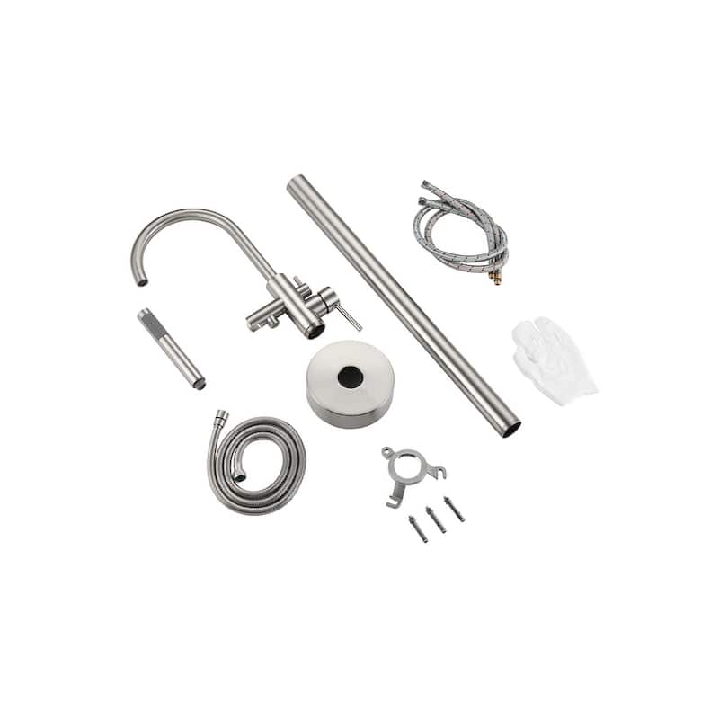 Indigo Home Floor Mounted Roman Tub Faucet with Handshower