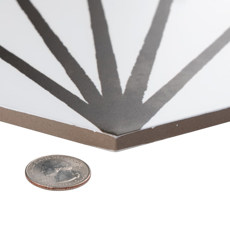 Merola Tile Horizon Dawn Hex Nero 7-3/4" x 9" Porcelain Floor and Wall Tile