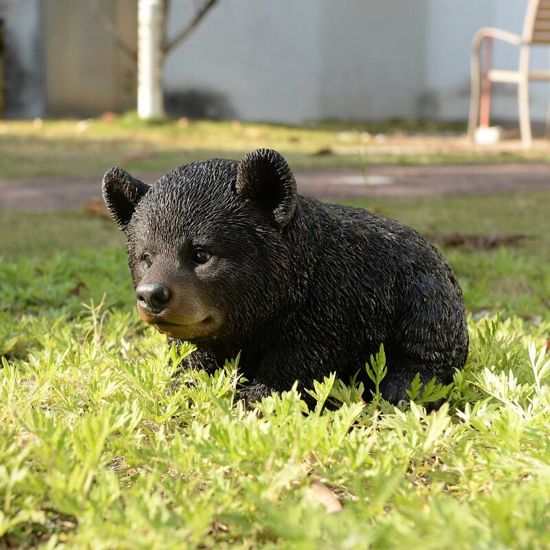 Crawling Baby Bear Outdoor Garden Statue - 10"