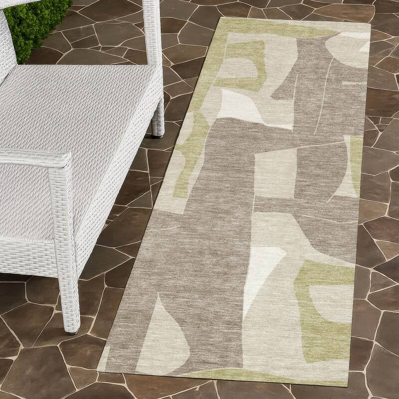 Machine Washable Indoor/ Outdoor Modern Crestone Chantille Rug - Beige - 2'3" x 7'6"