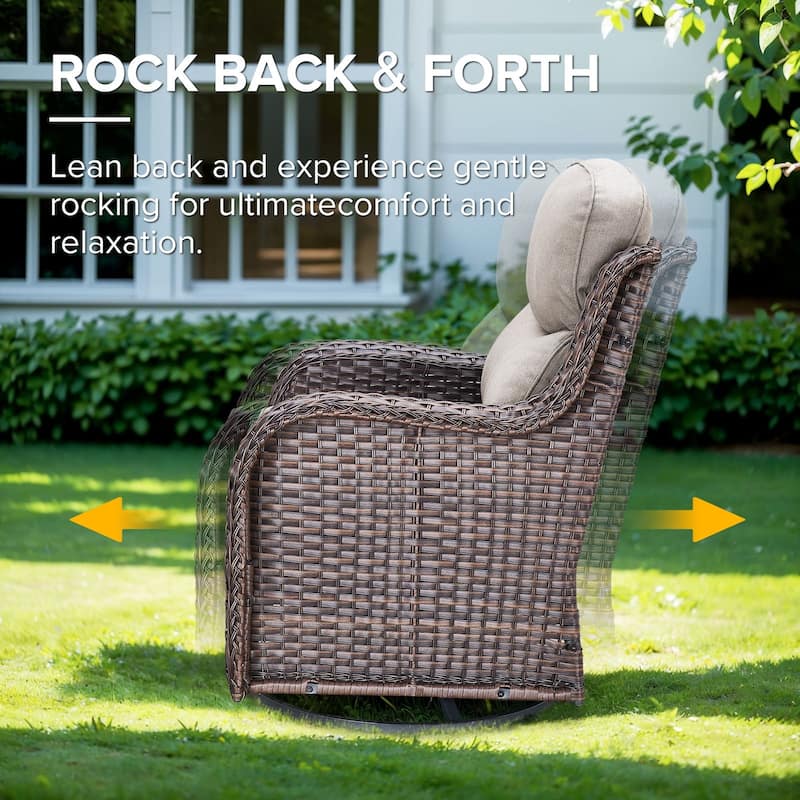 Gymojoy 3-Piece Patio Swivel Glider Chair Set with Side Table, 6-Inch Ultra-Plush Cushions & Water-Resistant Olefin Fabric