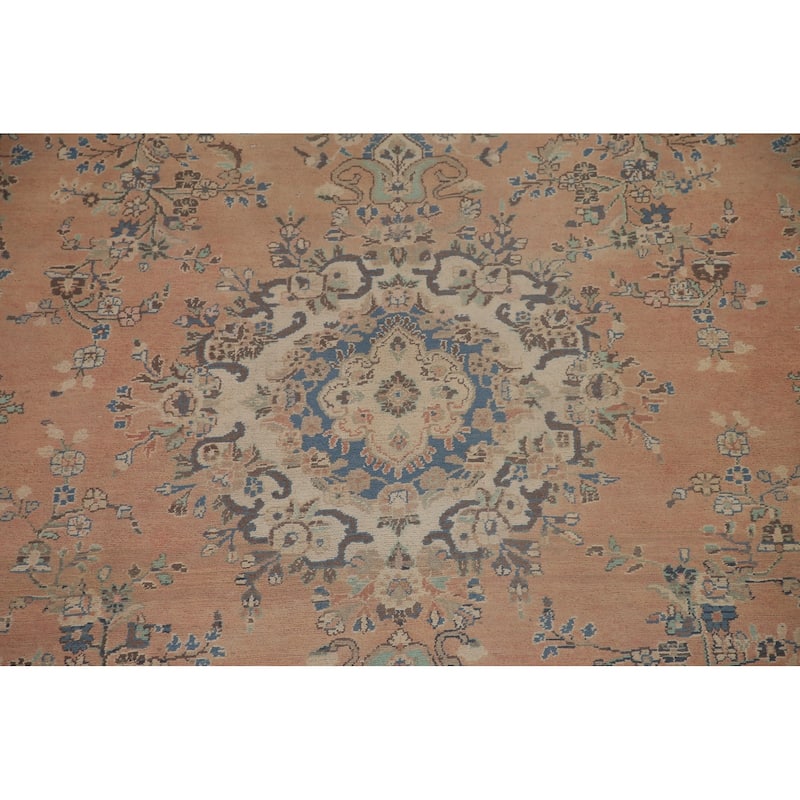 Mashad Persian Vintage Area Rug Handmade Wool Carpet - 10'2" x 12'11"