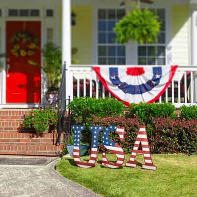 Glitzhome Set of 3 Patriotic/Americana Metal USA Yard Stakes