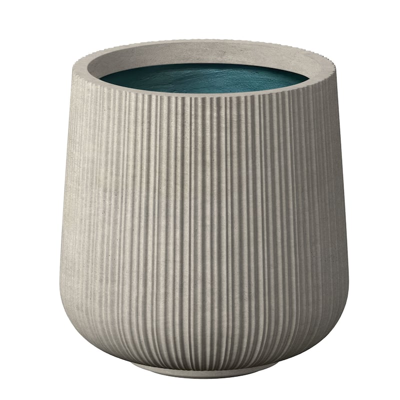 Concrete Round Planter Flower Pot with Drainage Holes - 13 x 13.5 in - Natural Gray