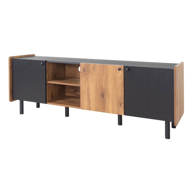 Mid Century TV Stand with 3 Cabinets