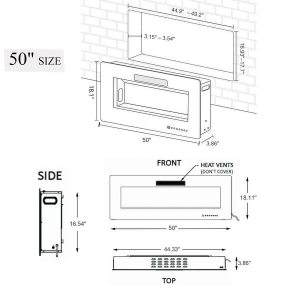 Shop 50 Inch Ultra Thin Electric Fireplace Insert For Wall Mounted