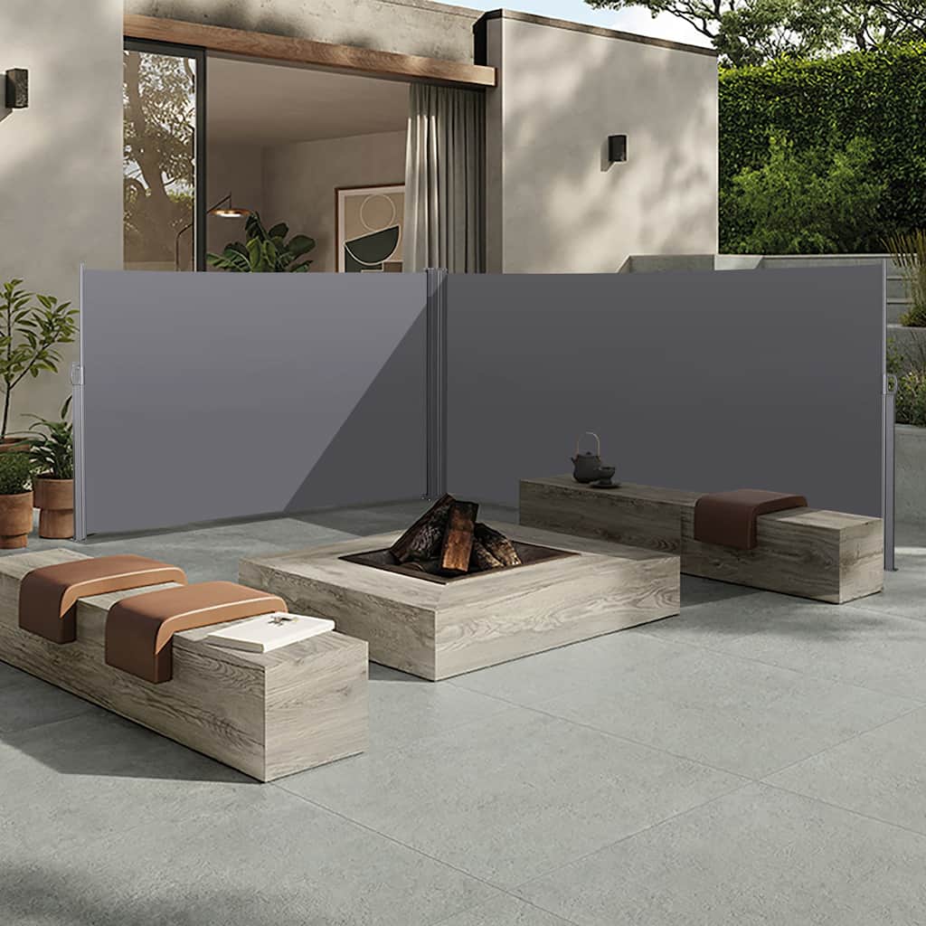 Retractable Side Awning, Waterproof & UV-Resistant, Privacy Screen Divider for Balcony (Grey)