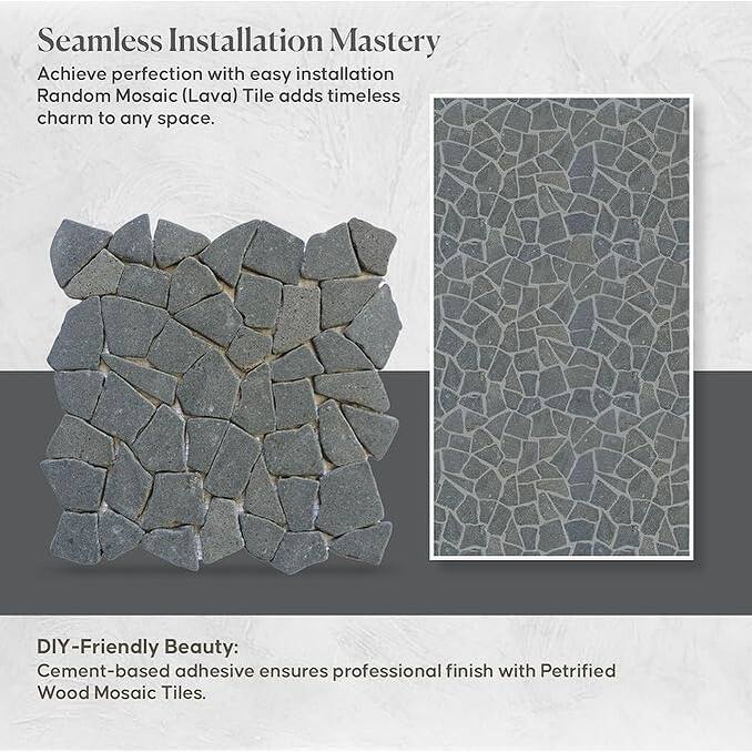 Lava Random Marble Mosaic, Back Splash Tiles for Kitchen Walls, Shower and Bathroom Floors 11.4" X 11.4" (4.5 Sqft per case)