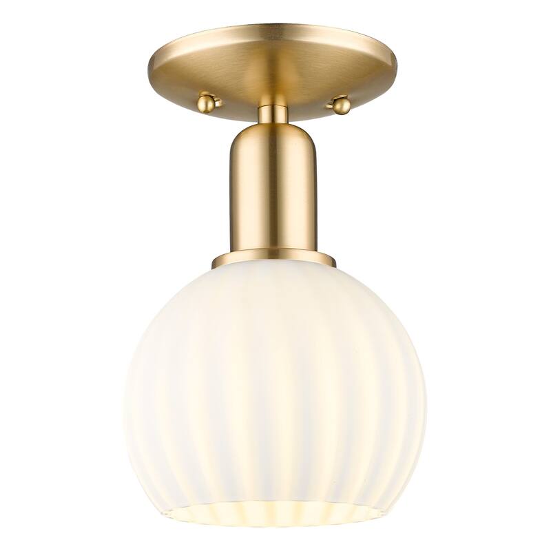Innovations Lighting 716-1C-10-6 White Venetian Semi-Flush White - Champagne Bronze / White Venetian