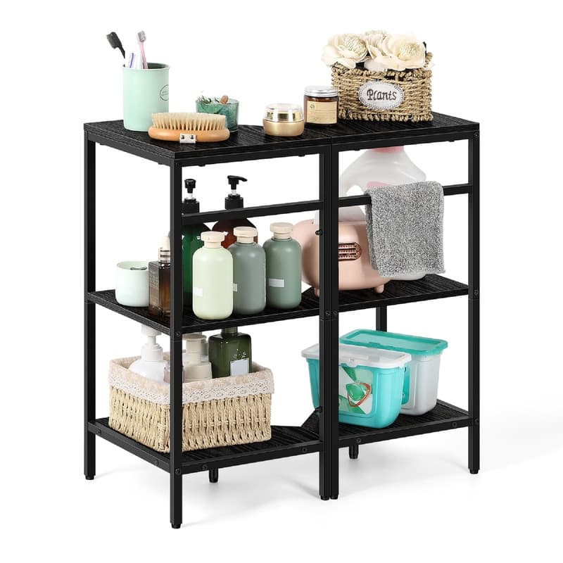 3 Tier Wooden Corner Shelves Standing - 23.62"D x 11.81"W x 24.6"H