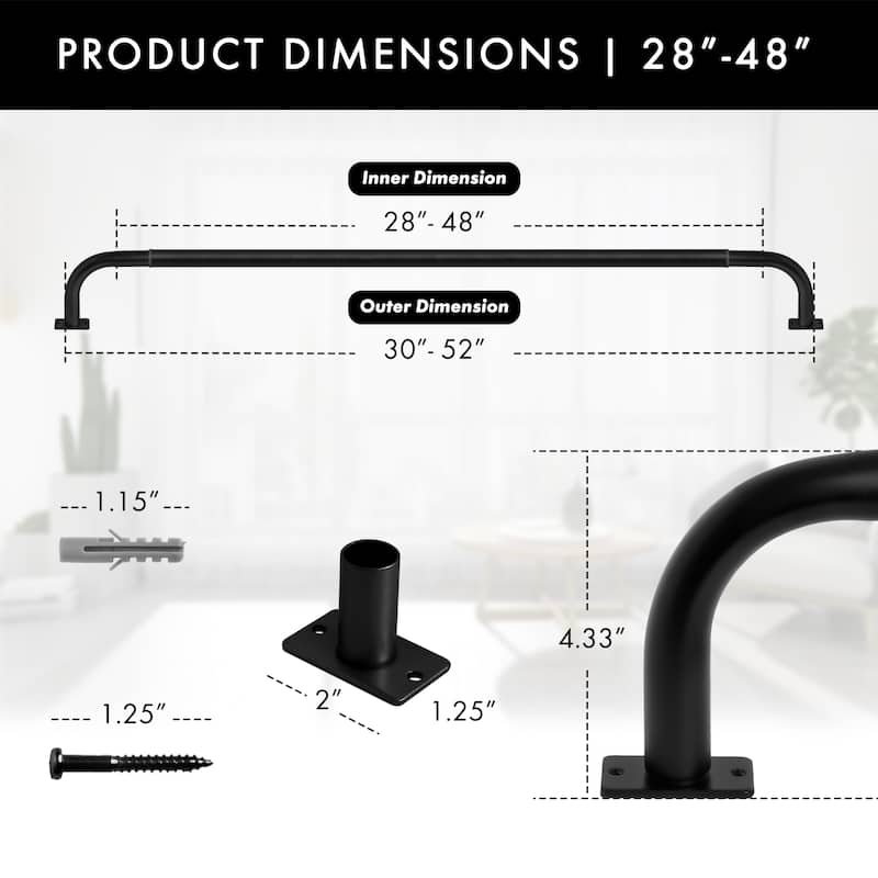 Meriville 1-Inch Diameter Wrap Around Blackout Curtain Rod