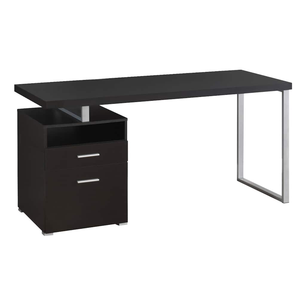 Luxury Computer Desk with Storage - Modern Home Office Desk, 60 Inch Laptop Table, Walnut Grey Finish