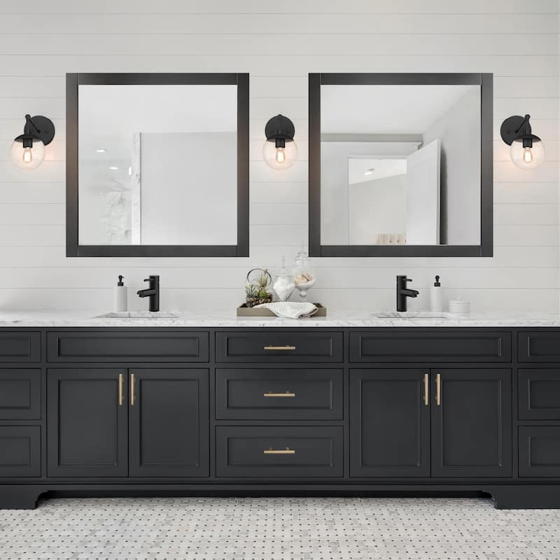Shorewood Square Bathroom Soft Matte Black Mirror