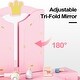 preview thumbnail 13 of 14, Kids Vanity Table And Chair Set, 2 In 1 Girls Vanity Storage Cabinet W/Tri-Folding Mirror - N/A