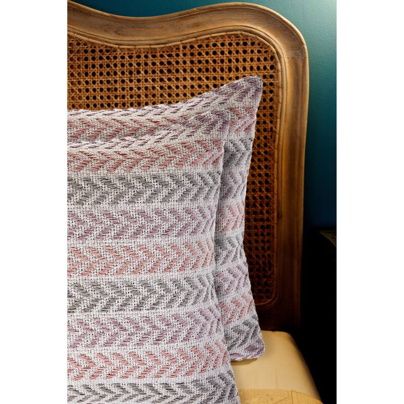 Aquila Farmhouse Striped Cotton Throw Pillow by Sevita - Lilac - Set of 2 - Polyester