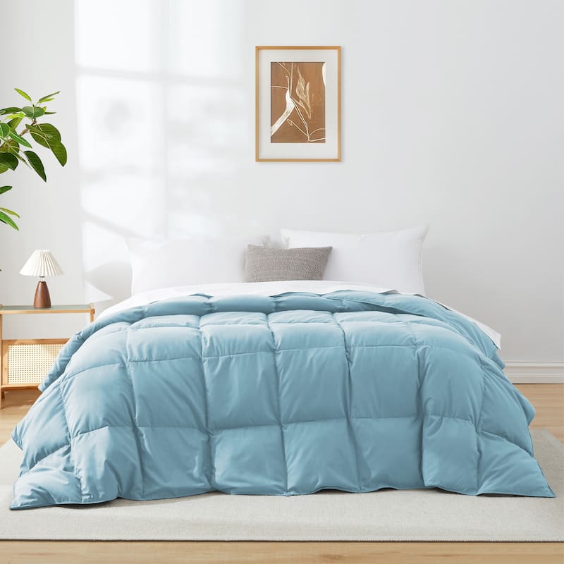 Premium White Feather Down Comforter Duvet Insert All Warmth Levels - King - Lightweight Blue